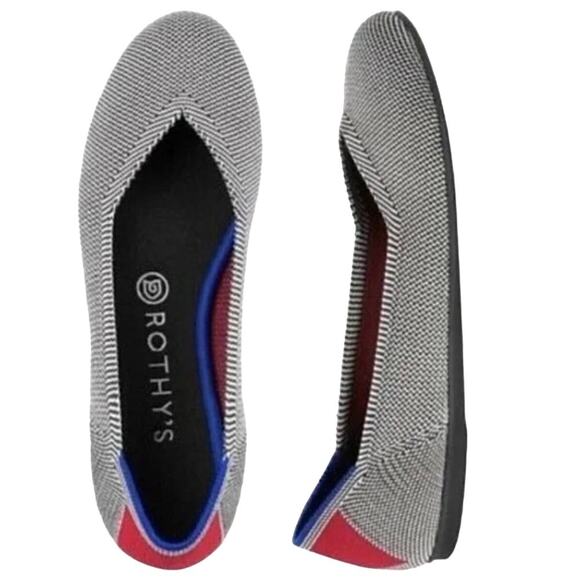 Rothy’s Cherry Ribbon Strip Flats‎ Rare Women’s Size 9 - Picture 1 of 9